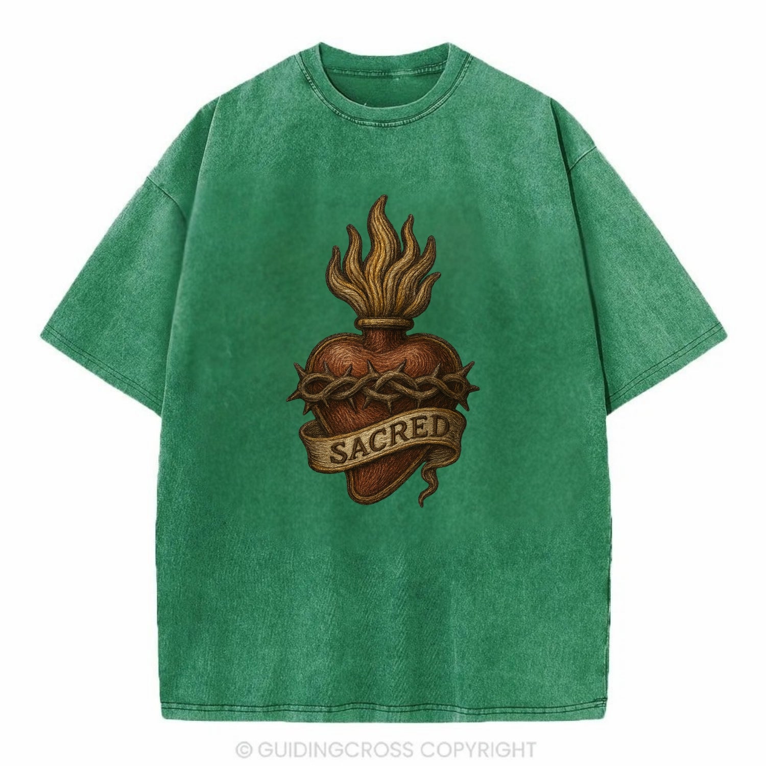 Sacred Heart  - Vintage T-shirt - Forest Mist(Green)
