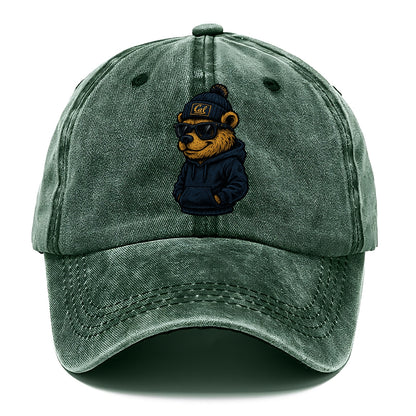 Berkeley Bear wearing Cal beanie with script patch - Classic Cap - Forest Mist(Green)