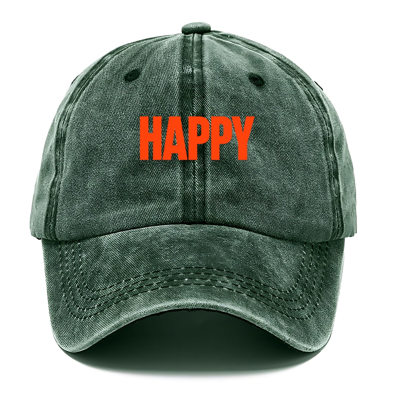 Bold typography design - "HAPPY" - joyful, content, pleased - Classic Cap - Forest Mist(Green)