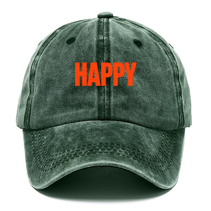 Bold typography design - "HAPPY" - joyful, content, pleased - Classic Cap - Forest Mist(Green)