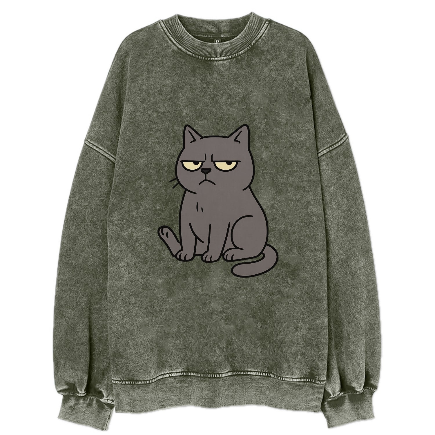 The Cat Judging Silently - Vintage Sweatshirt - Forest Mist(Green)
