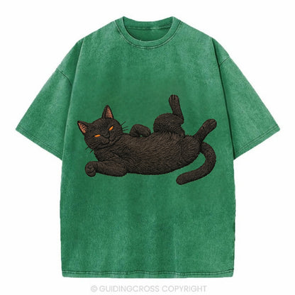 Bombay  fully relaxed sprawled out embro Vintage T-shirt - Forest Mist(Green)