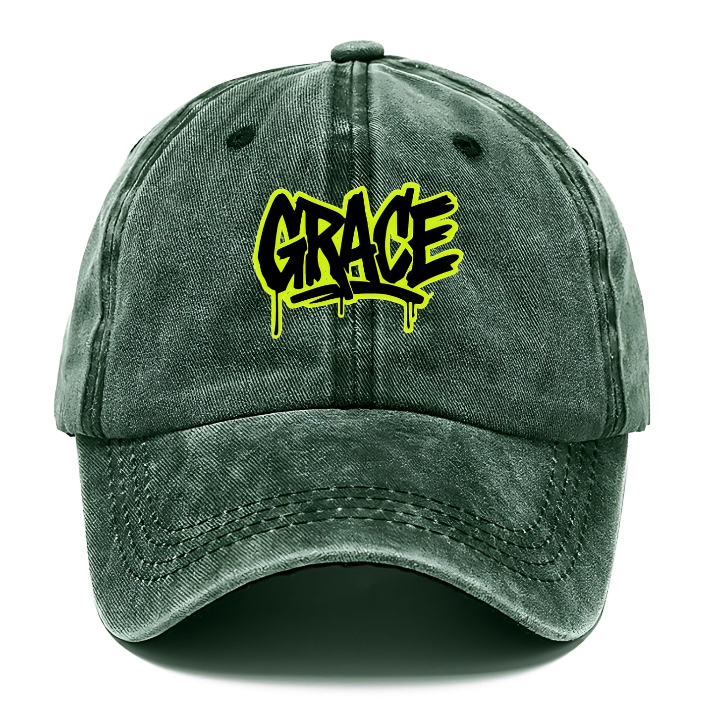 Bold typography design - "GRACE" - elegance under pressure, divine favor - Classic Cap - Forest Mist(Green)