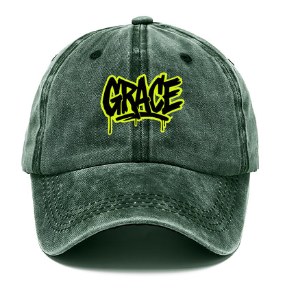 Bold typography design - "GRACE" - elegance under pressure, divine favor - Classic Cap - Forest Mist(Green)