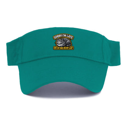 SORRY IM LATE MY CAT WAS ON MY LAP - cat loaf in gray , valid excuse - Visor - Forest Mist(Green)