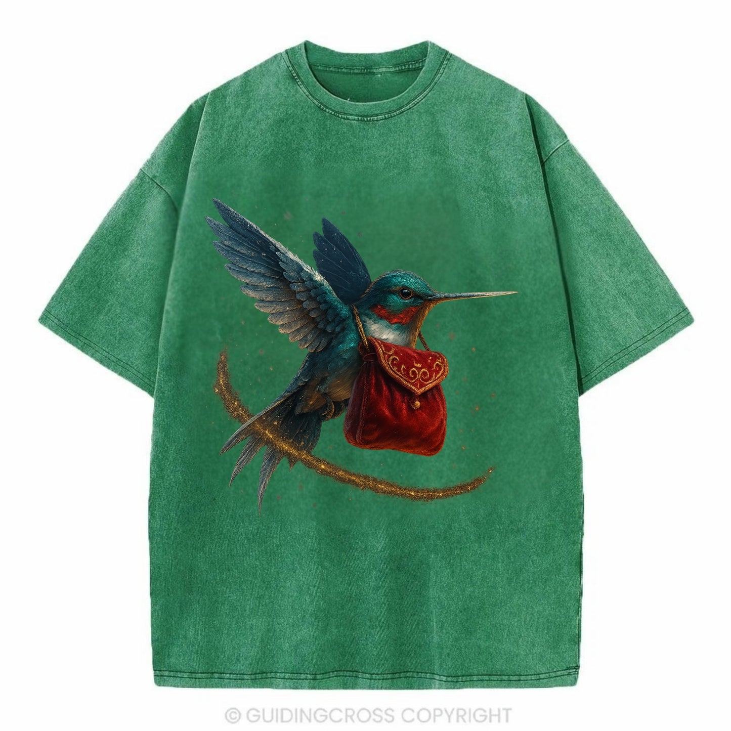 Frostbite Hummingbird Courier  - Vintage T-shirt - Forest Mist(Green)