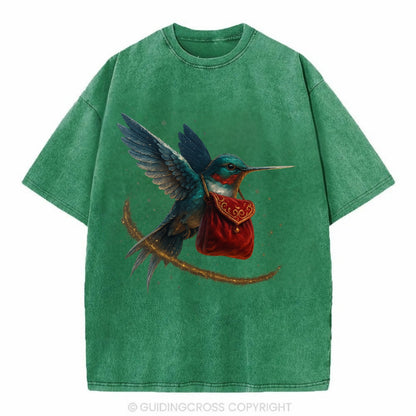 Frostbite Hummingbird Courier  - Vintage T-shirt - Forest Mist(Green)