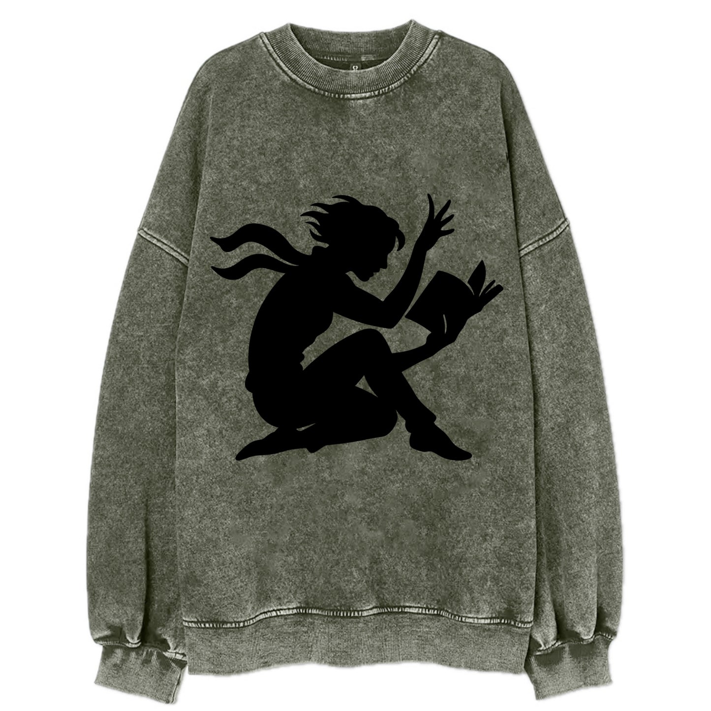 Reader lost in book moment - Vintage Sweatshirt - Forest Mist(Green)