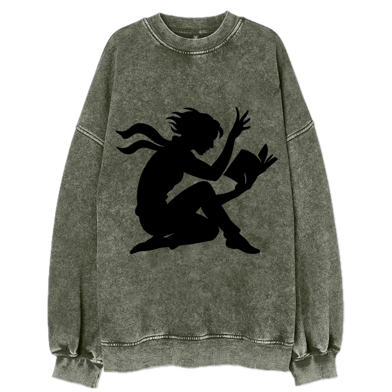 Reader lost in book moment - Vintage Sweatshirt - Forest Mist(Green)