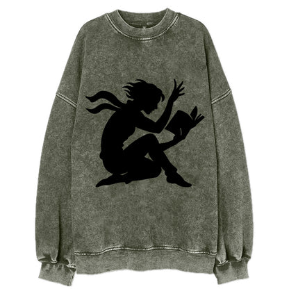 Reader lost in book moment - Vintage Sweatshirt - Forest Mist(Green)