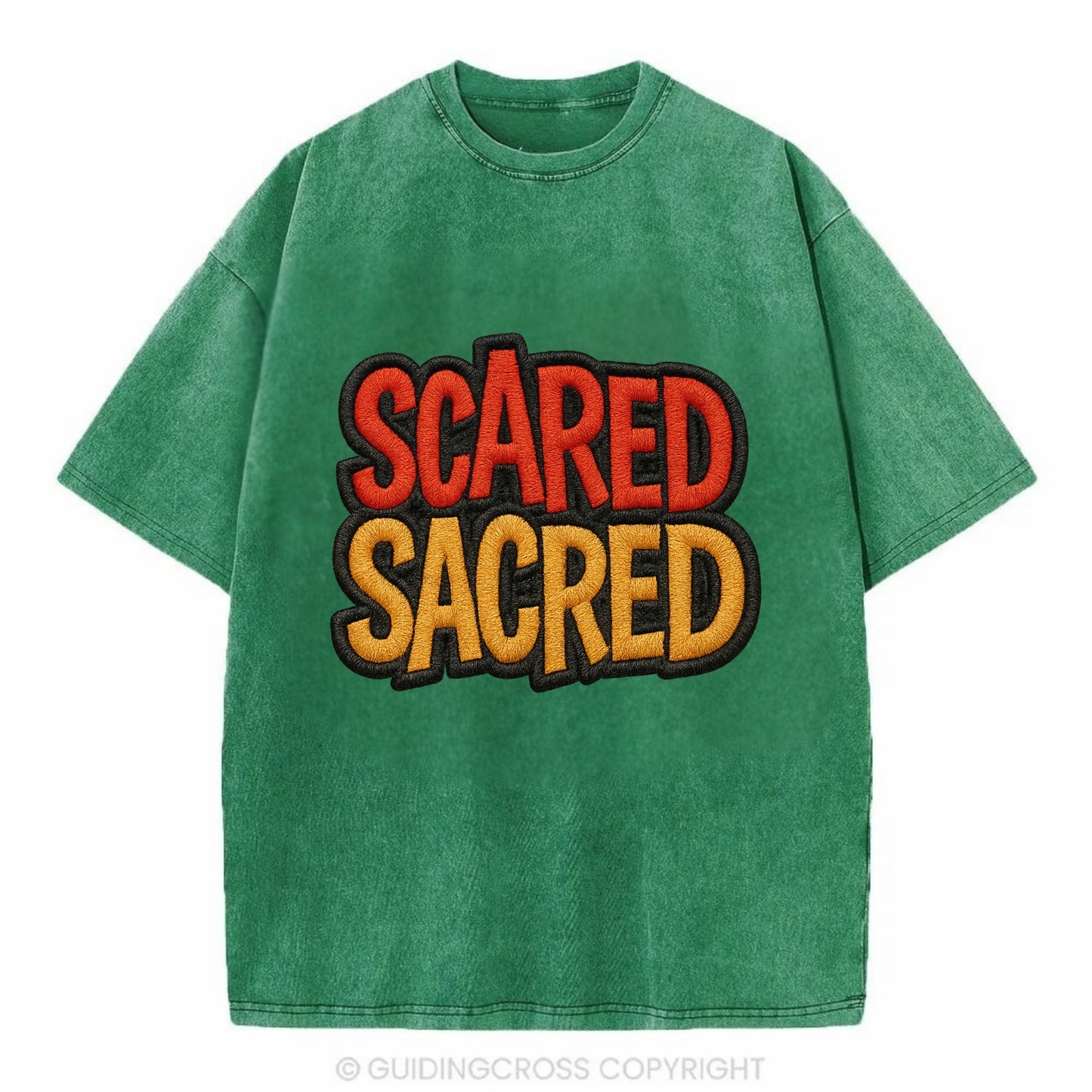 SCARED;SACRED JOURNEY Spiritual Purple Hat - Vintage T-shirt - Forest Mist(Green)
