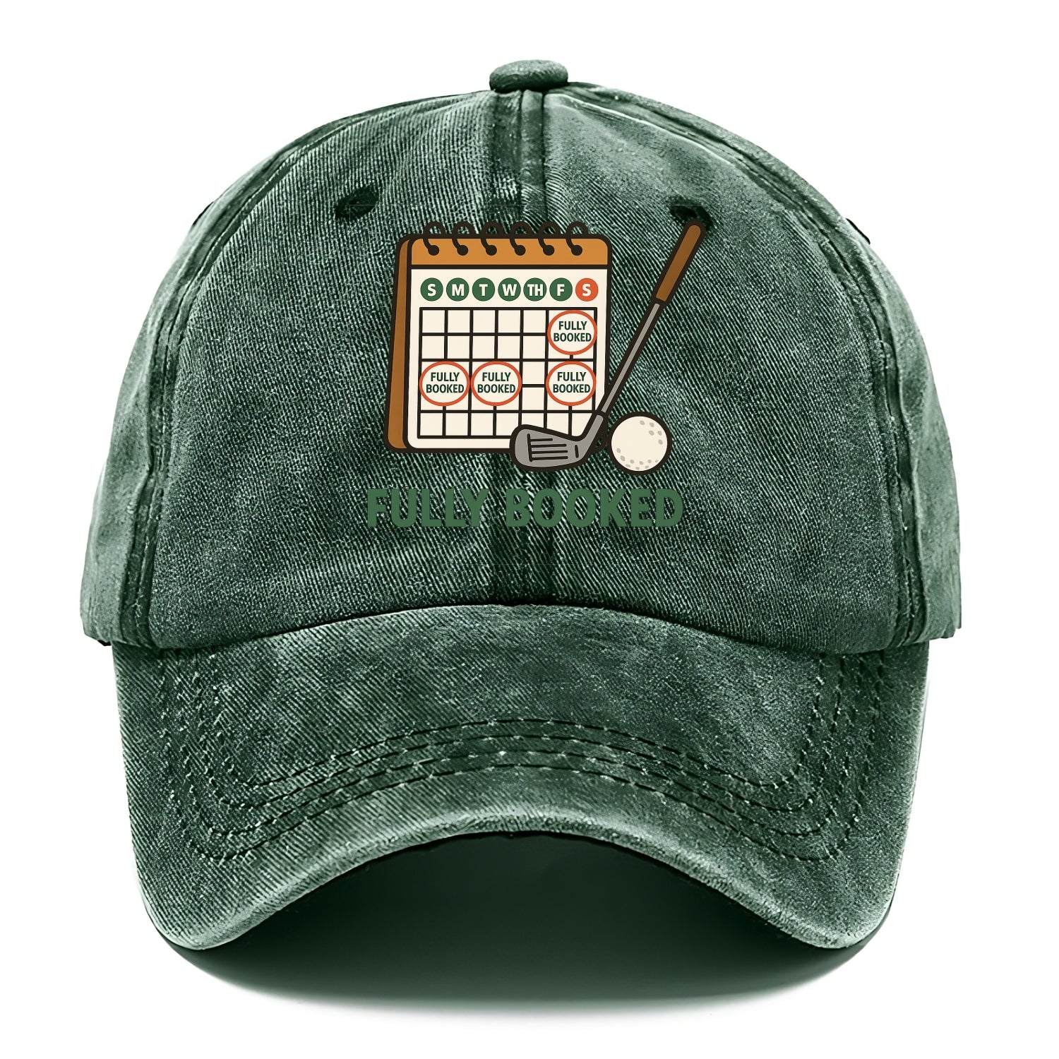 Calendar with every weekend marked for golf - "Fully Booked" - golf obsession - Classic Cap - Forest Mist(Green)