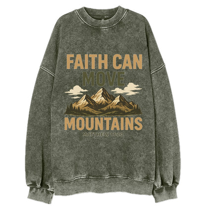 Matthew 17:20 Mountains - Vintage Sweatshirt - Forest Mist(Green)