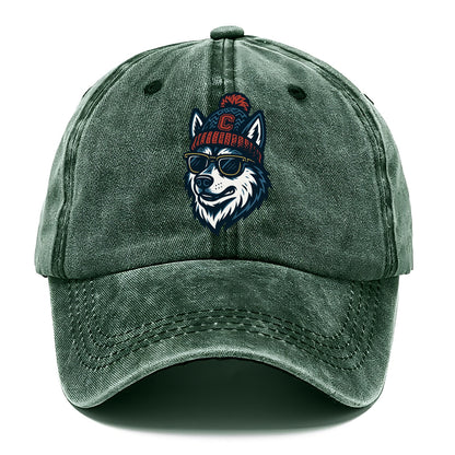 Storrs Husky wearing UConn beanie with C patch - Classic Cap - Forest Mist(Green)