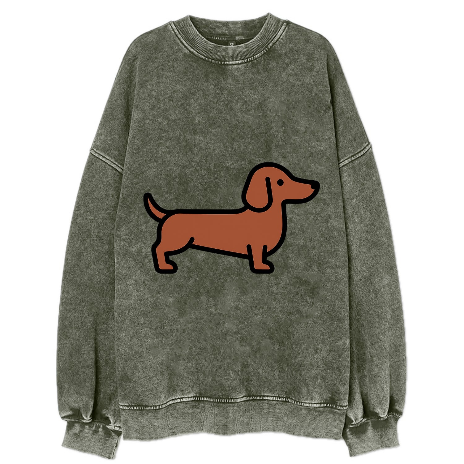 Dachshund - Red/brown smooth flat side profile - Vintage Sweatshirt - Forest Mist(Green)