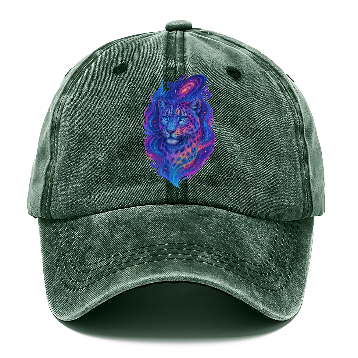 Majestic snow leopard with rainbow gradient spots, crystalline flowing patterns, - Classic Cap - Forest Mist(Green)