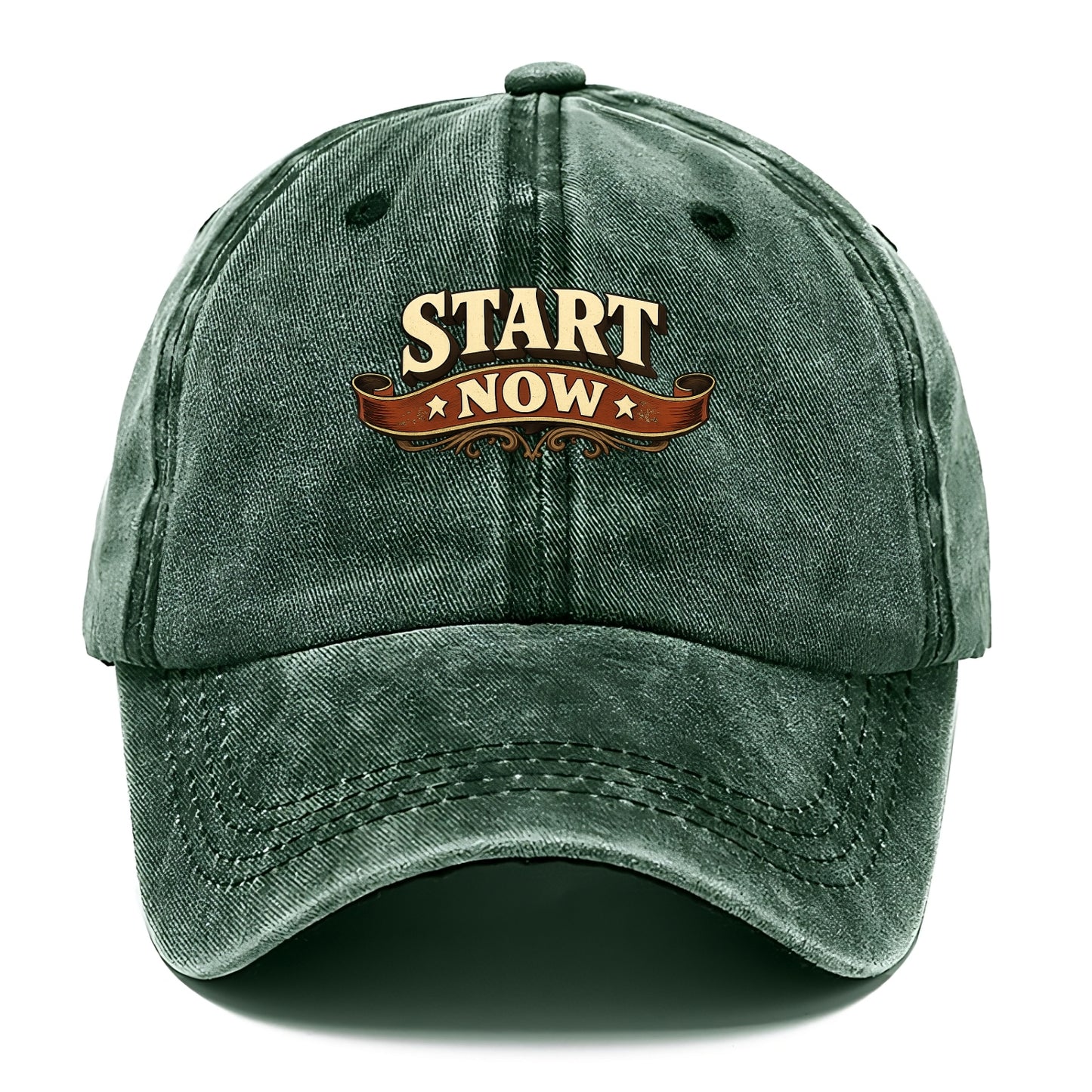 Bold typography design - "START NOW" - begin immediately, no delay - Classic Cap - Forest Mist(Green)