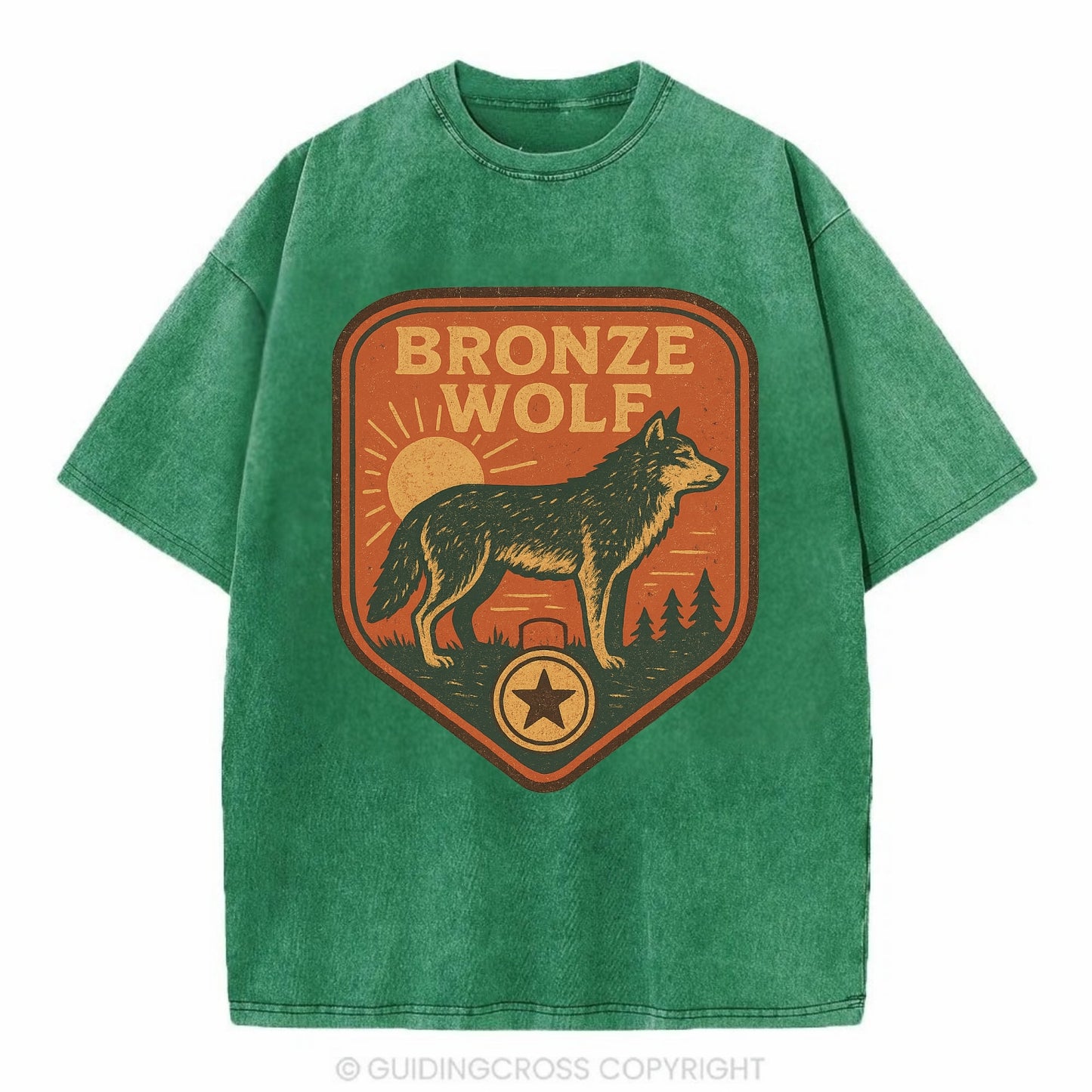 Bronze Wolf Medal  - Vintage T-shirt - Forest Mist(Green)