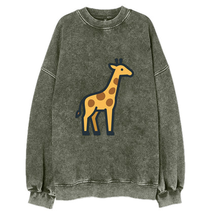 Giraffe - Yellow with brown patches flat side profile - Vintage Sweatshirt - Forest Mist(Green)
