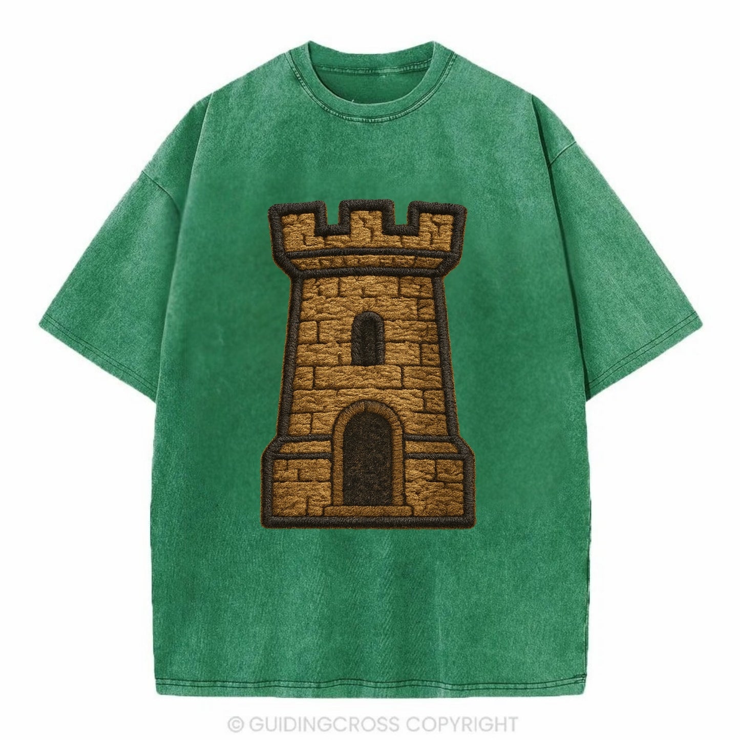 Castle Tower  - Vintage T-shirt - Forest Mist(Green)