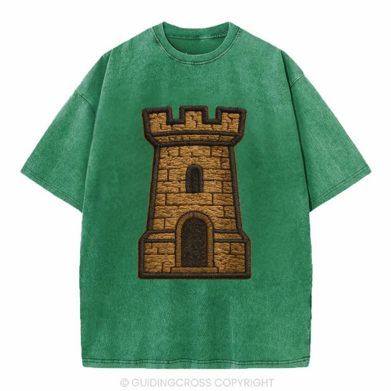 Castle Tower  - Vintage T-shirt - Forest Mist(Green)