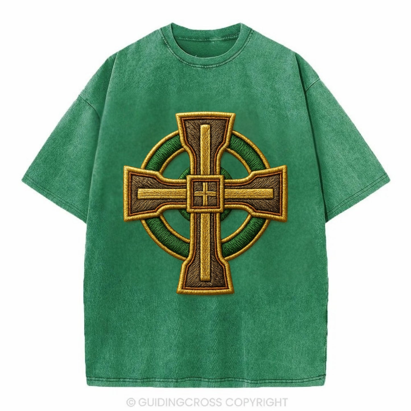 Durrow Cross - Vintage T-shirt - Forest Mist(Green)