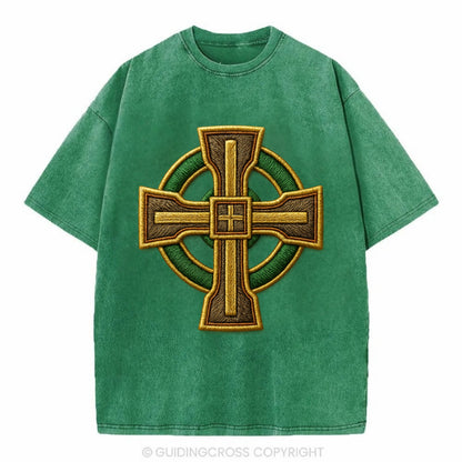 Durrow Cross - Vintage T-shirt - Forest Mist(Green)