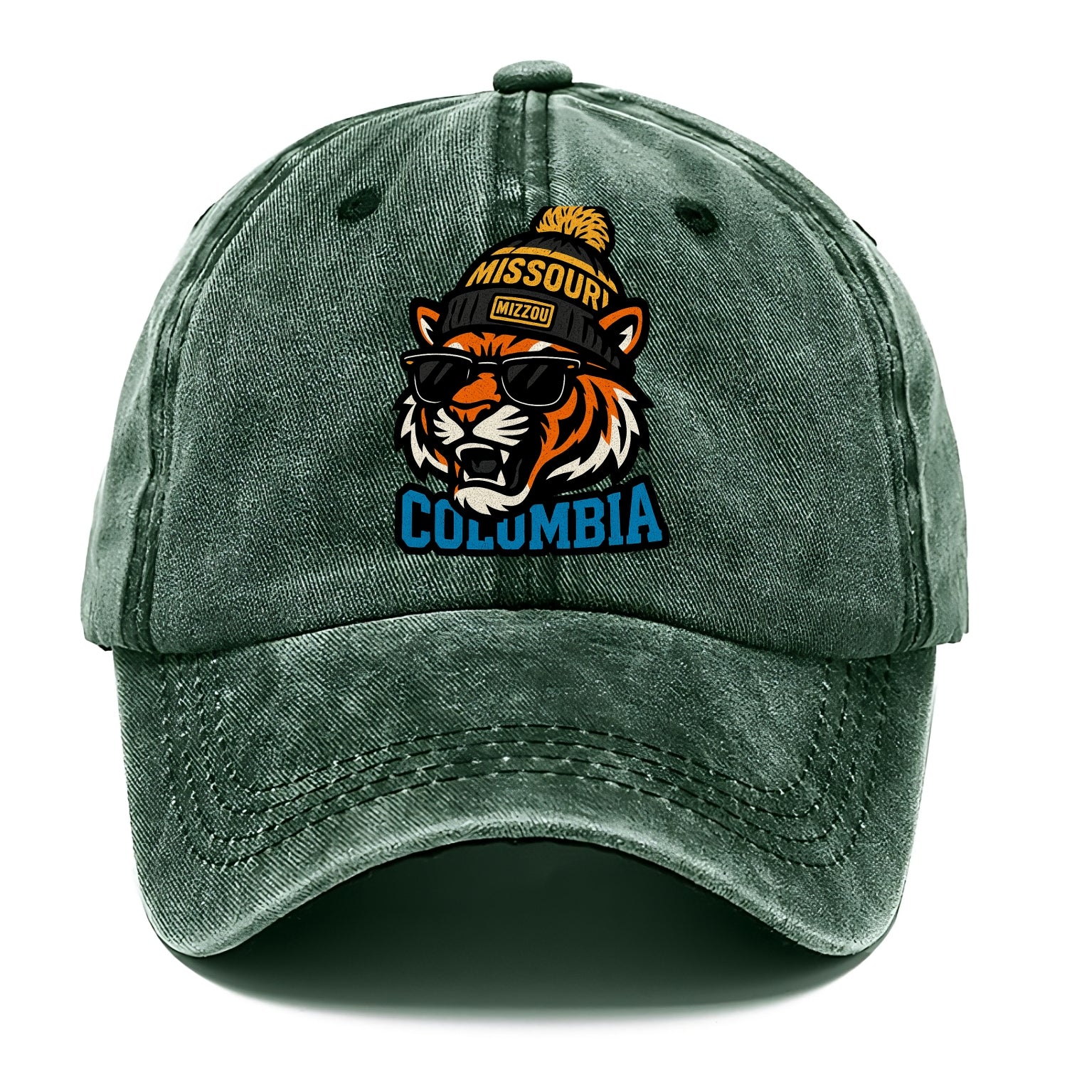 Columbia Tiger wearing Missouri beanie with Mizzou patch - Classic Cap - Forest Mist(Green)