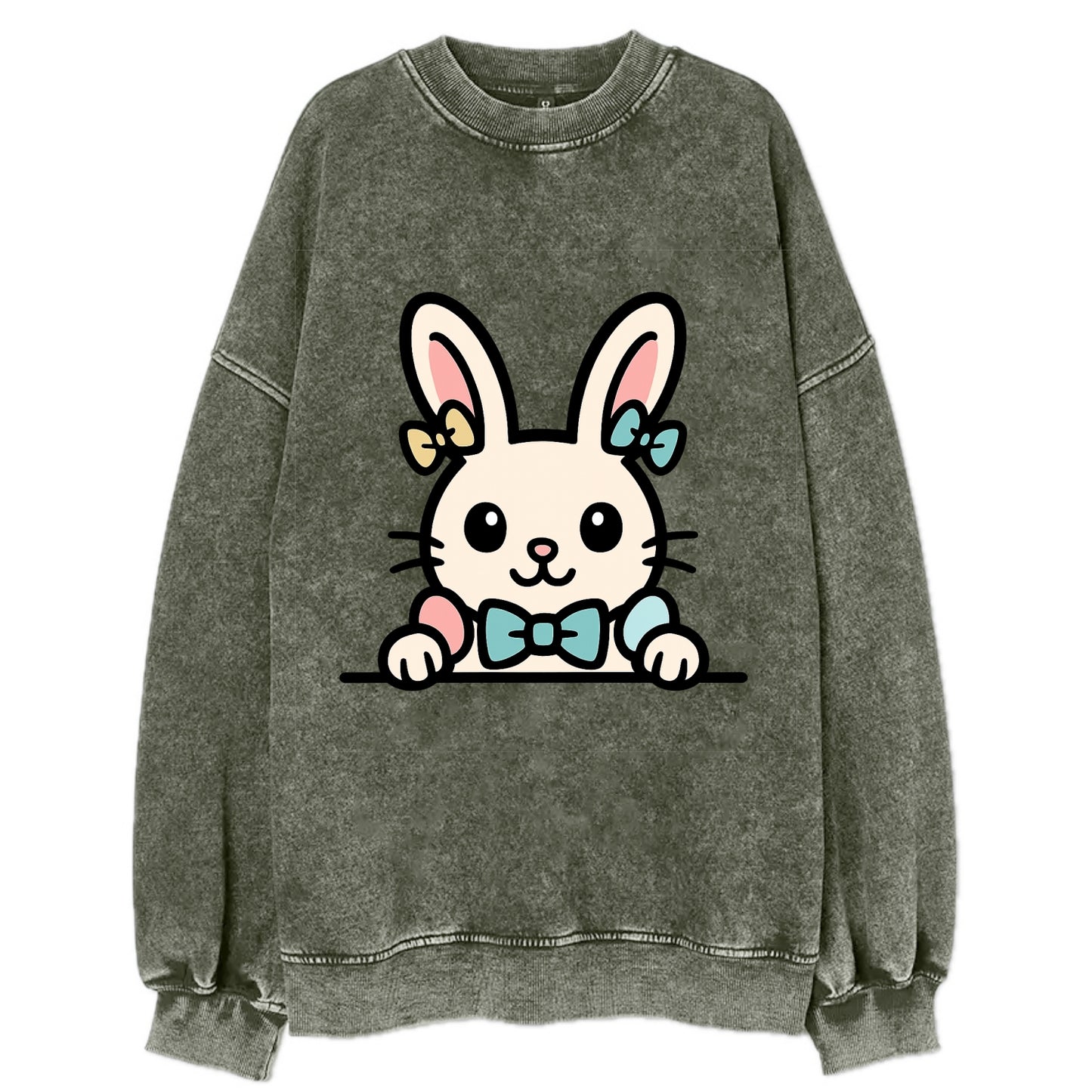 Easter Bunny  - Vintage Sweatshirt - Forest Mist(Green)