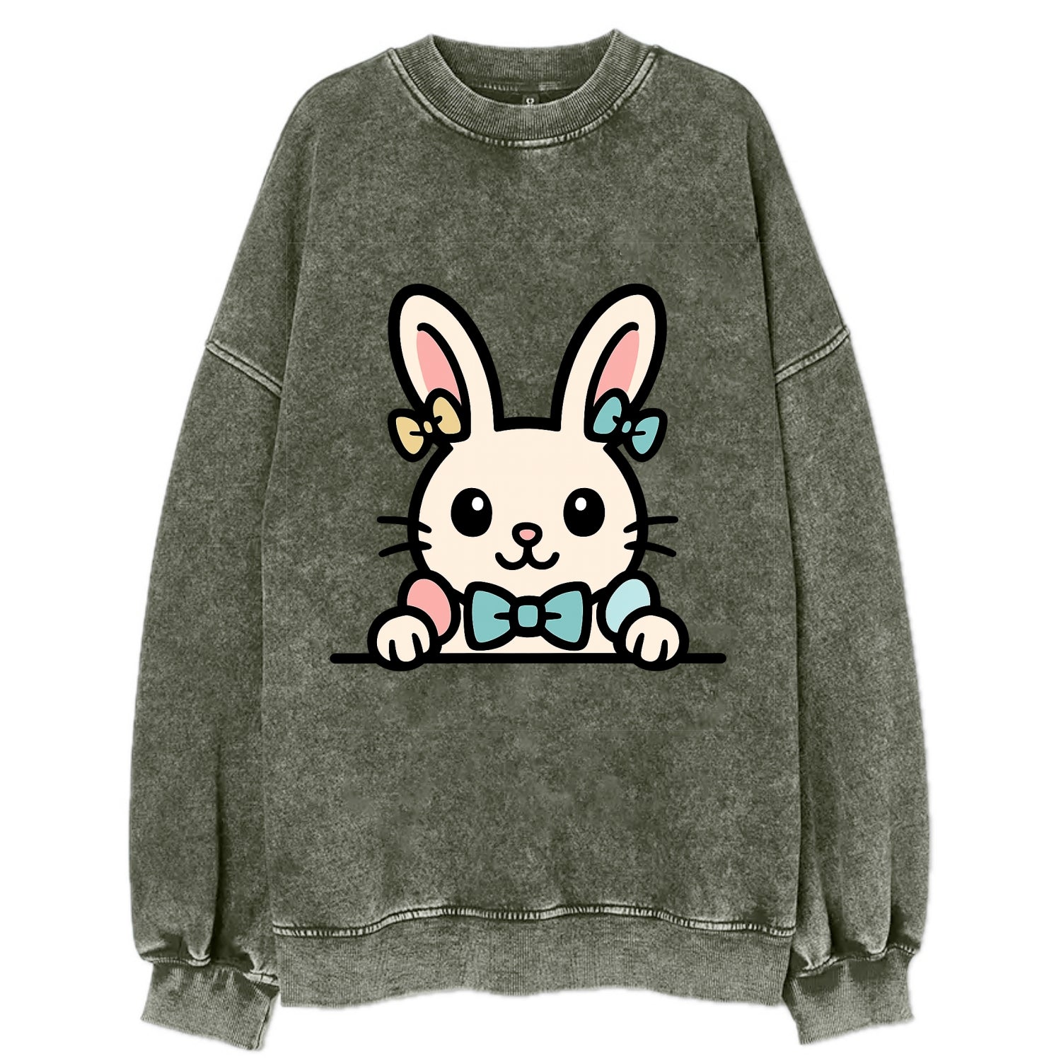 Easter Bunny  - Vintage Sweatshirt - Forest Mist(Green)