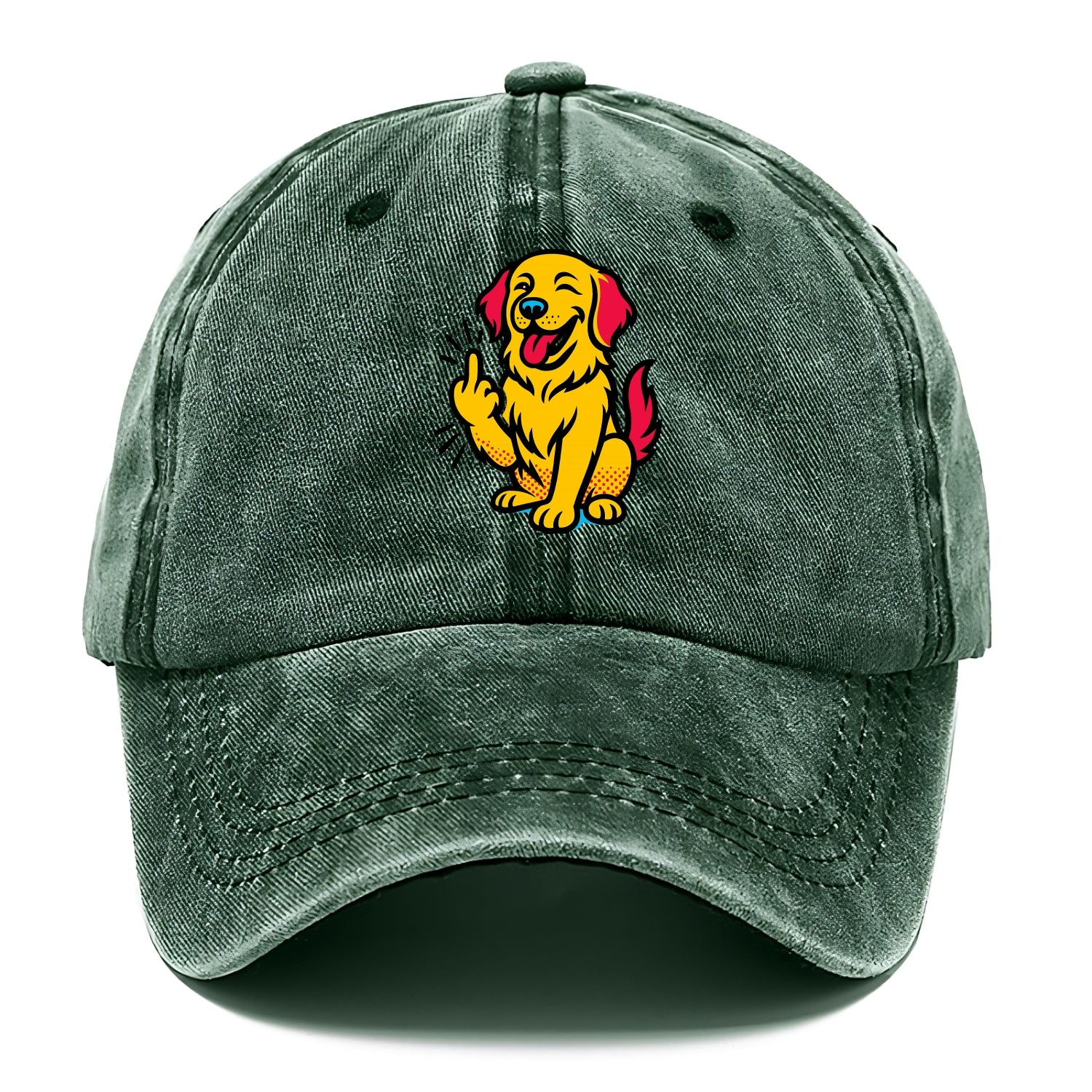 Golden Retriever with happy smile and golden coat, fluffy paw raised - Classic Cap - Forest Mist(Green)