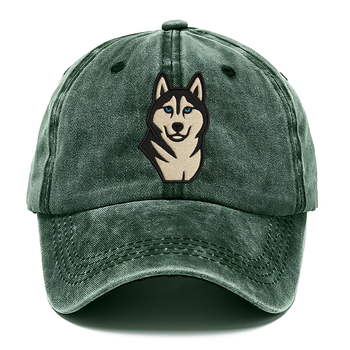 Husky - Blue eyes close-up portrait - Classic Cap - Forest Mist(Green)