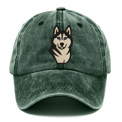 Husky - Blue eyes close-up portrait - Classic Cap - Forest Mist(Green)