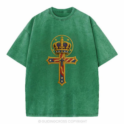 Cross and Crown  - Vintage T-shirt - Forest Mist(Green)