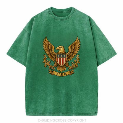 Usa Heritage Eagle 3 - Vintage T-shirt - Forest Mist(Green)