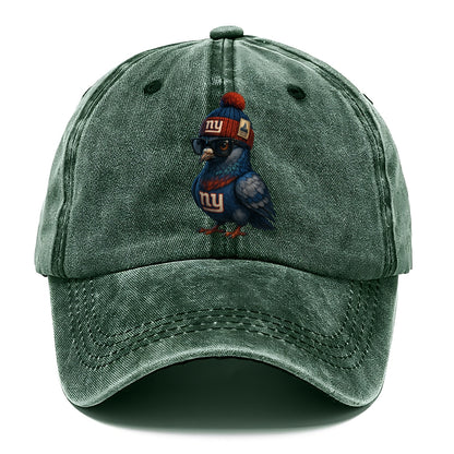 Manhattan Pigeon wearing Giants beanie with Empire State patch and wayfarer sunglasses - Classic Cap - Forest Mist(Green)