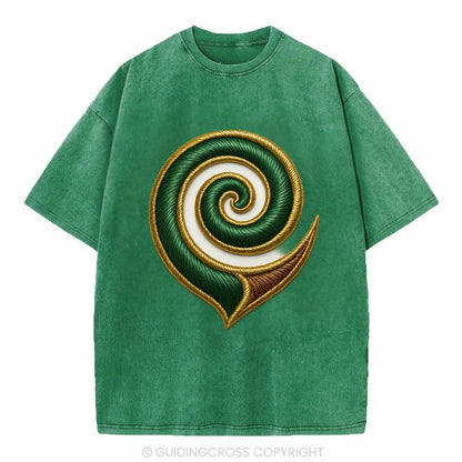Maori Koru  - Vintage T-shirt - Forest Mist(Green)