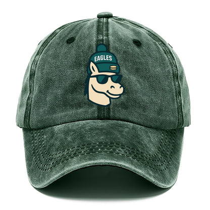 Philadelphia Horse wearing Eagles beanie with cheesesteak patch and wayfarer - Classic Cap - Forest Mist(Green)