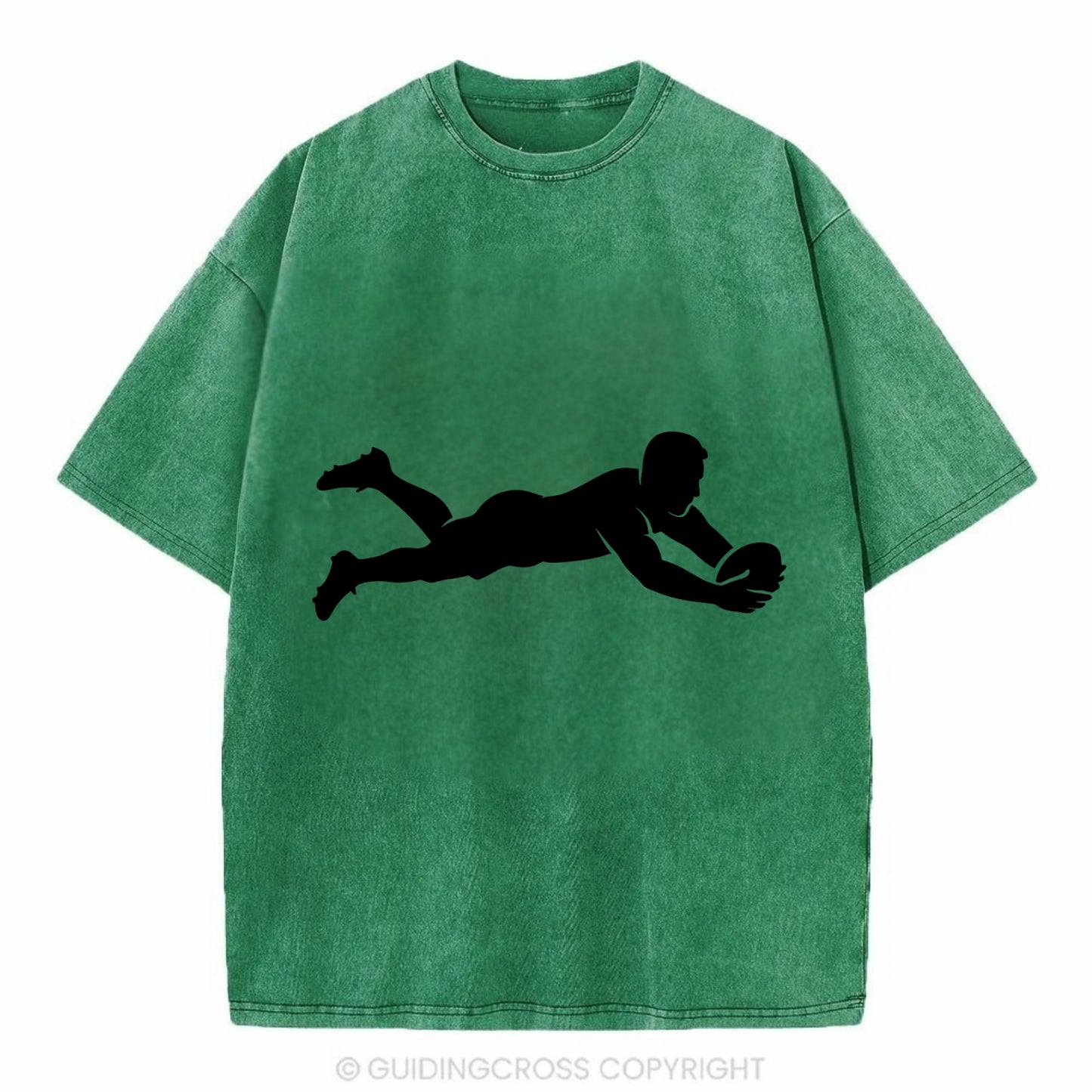Rugby player diving for try - Vintage T-shirt - Forest Mist(Green)