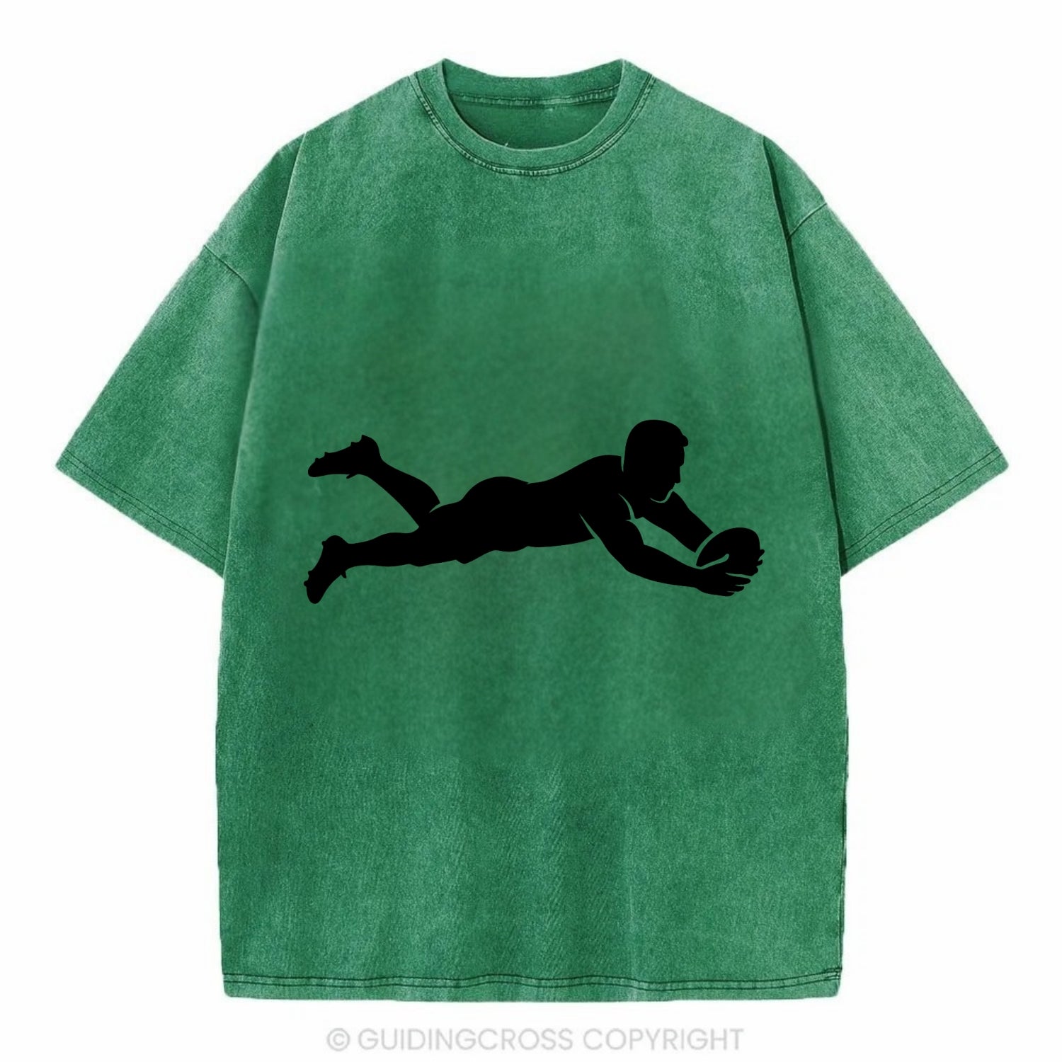 Rugby player diving for try - Vintage T-shirt - Forest Mist(Green)