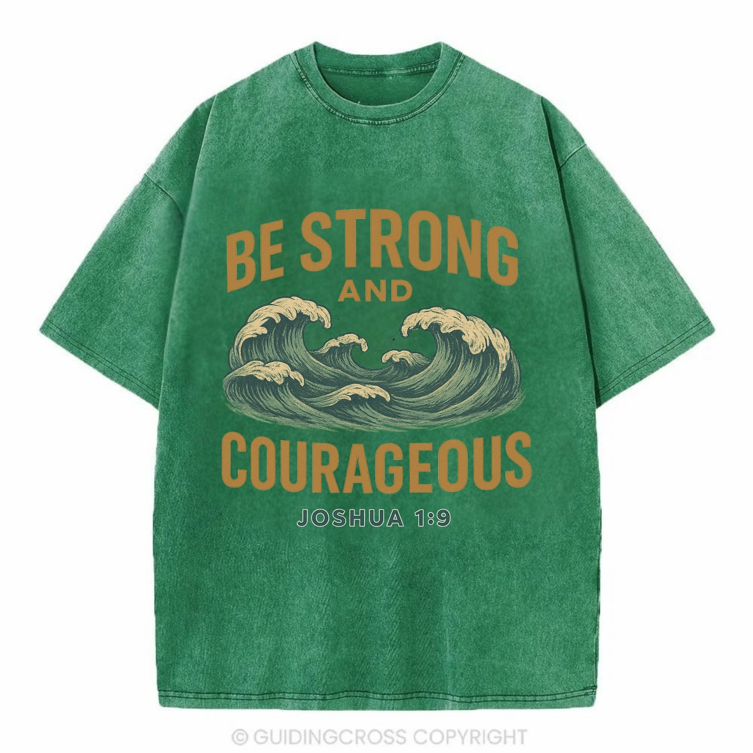 Joshua 1:9 Ocean - Vintage T-shirt - Forest Mist(Green)