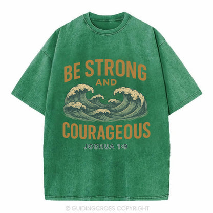 Joshua 1:9 Ocean - Vintage T-shirt - Forest Mist(Green)