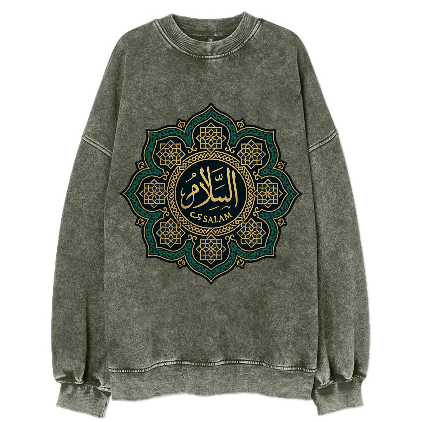 As-Salam Mandala - Vintage Sweatshirt - Forest Mist(Green)