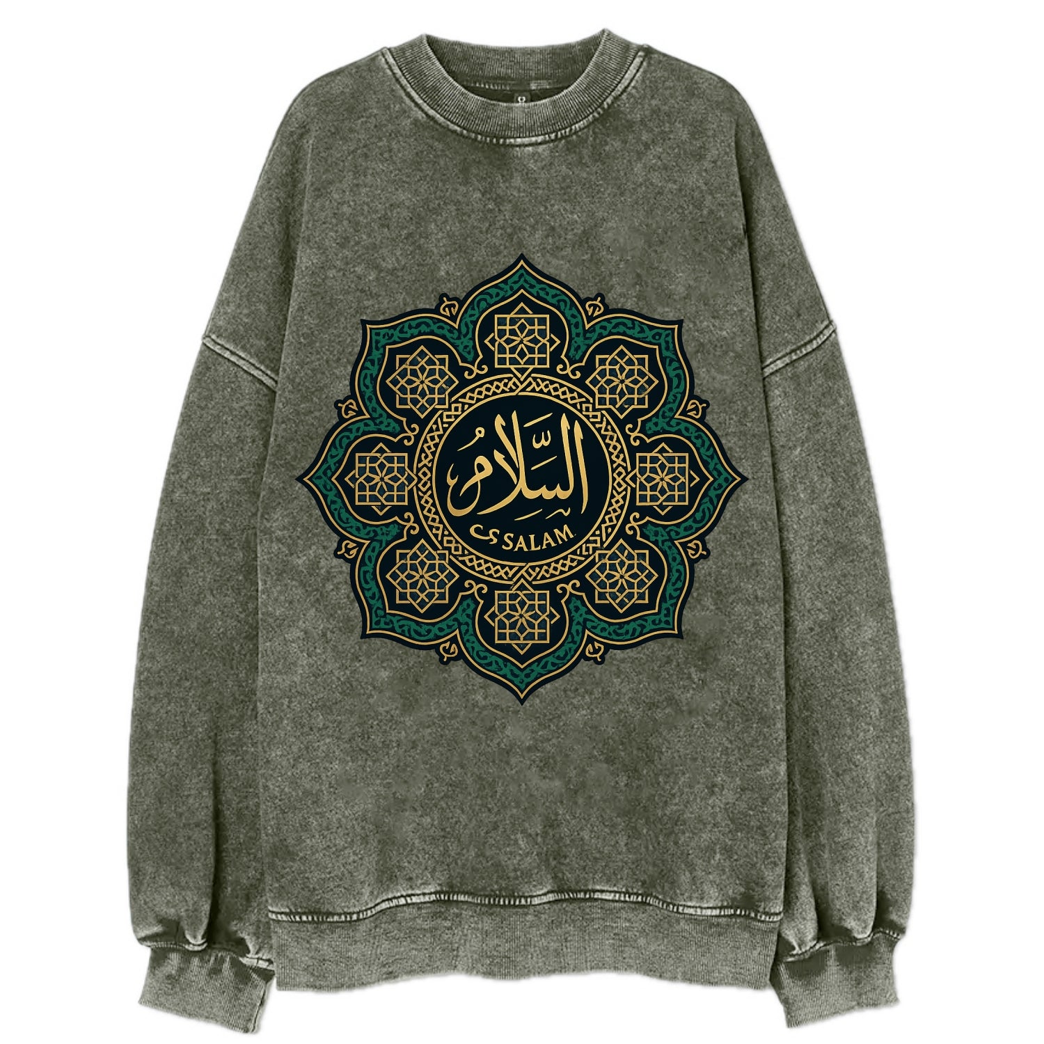 As-Salam Mandala - Vintage Sweatshirt - Forest Mist(Green)