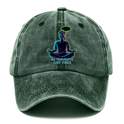Peaceful floating figure with empty thought bubble - "no thoughts just vibes" zen - Classic Cap - Forest Mist(Green)