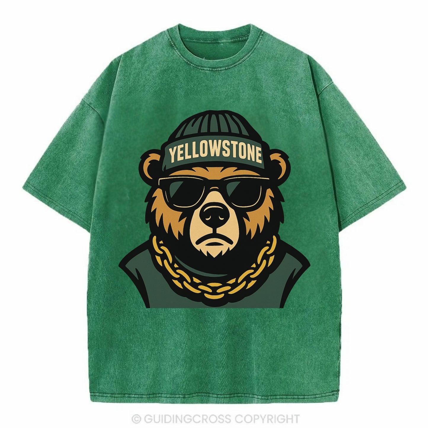 Yellowstone Bear - Vintage T-shirt - Forest Mist(Green)