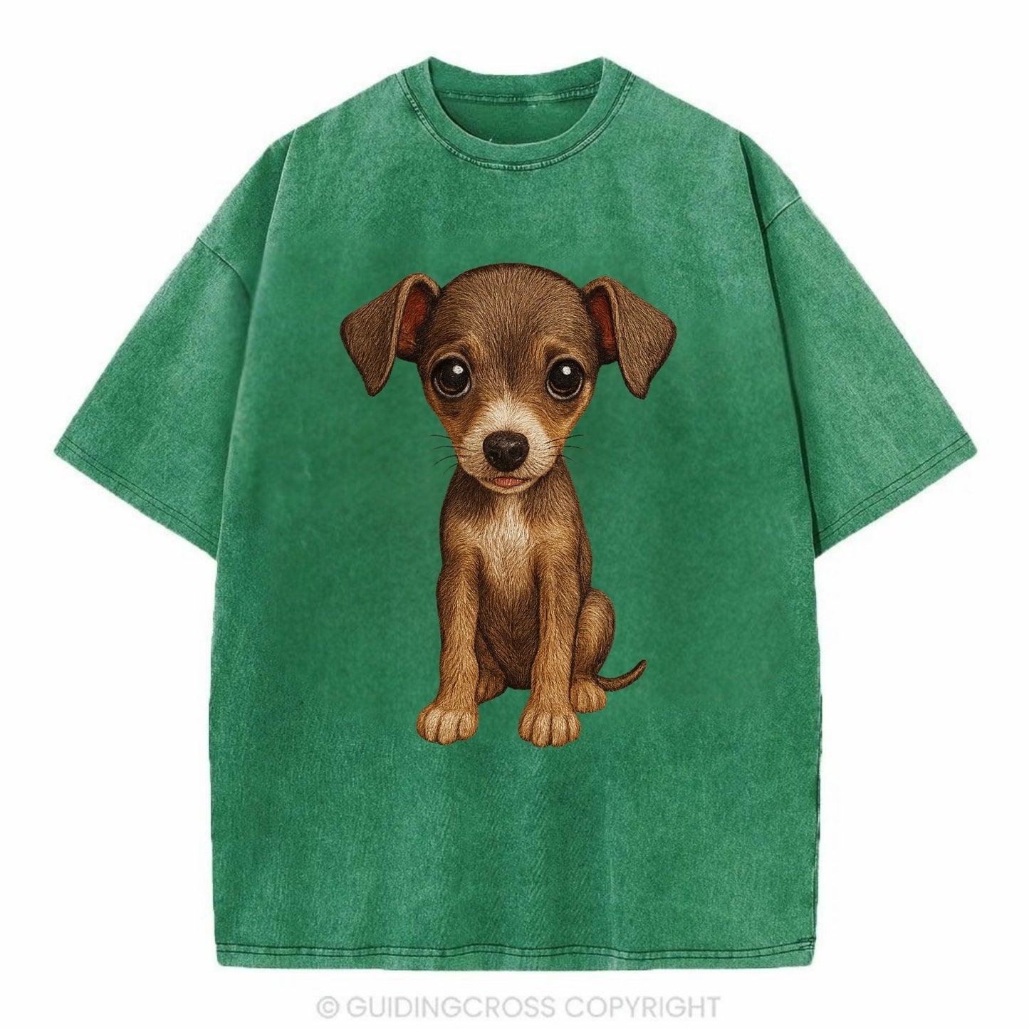 Baby Italian Greyhound Puppy - sleek tiny body, long legs, gentle eyes, - Vintage T-shirt - Forest Mist(Green)