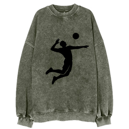 Volleyball player spiking ball - Vintage Sweatshirt - Forest Mist(Green)