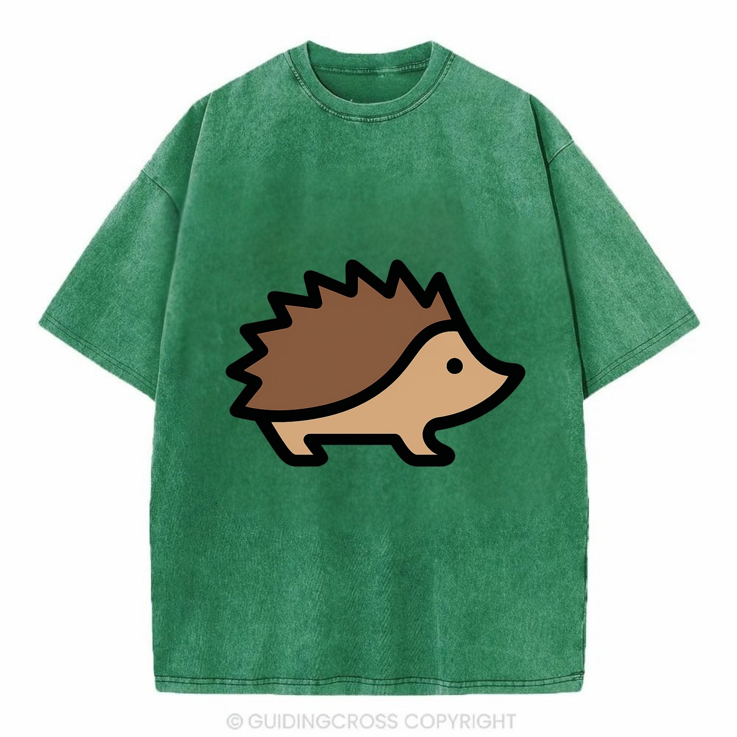 Hedgehog - Brown spiky back flat side profile - Vintage T-shirt - Forest Mist(Green)