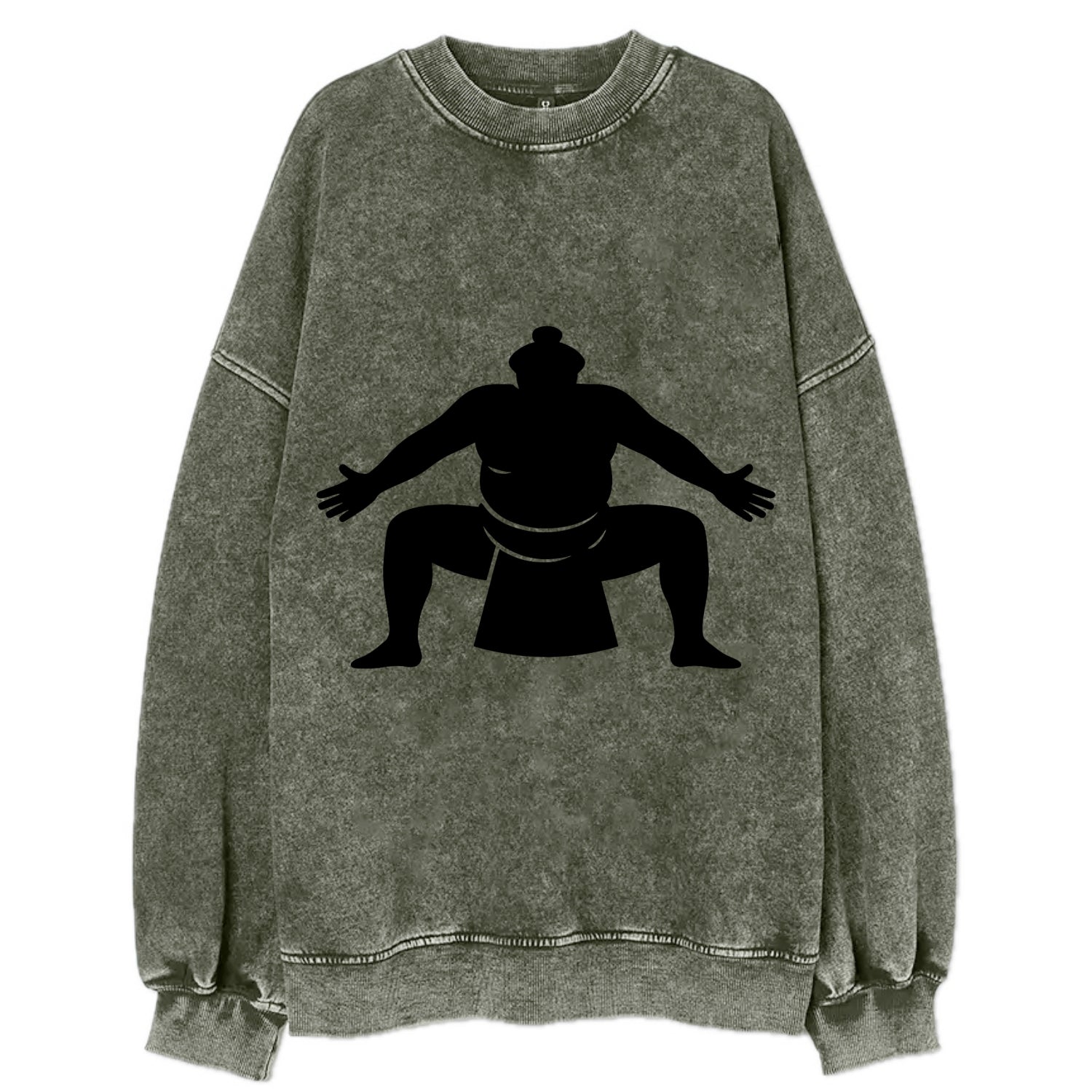 Japanese sumo wrestler ceremonial stance - Vintage Sweatshirt - Forest Mist(Green)